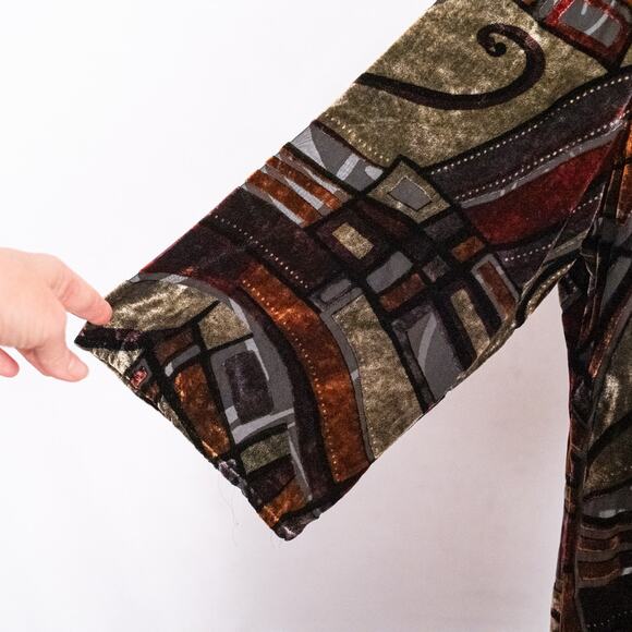 Cocoon House Colorful Burnout Velvet Kimono Jacket L/XL Silk Blend Artsy Unique - Picture 5 of 11